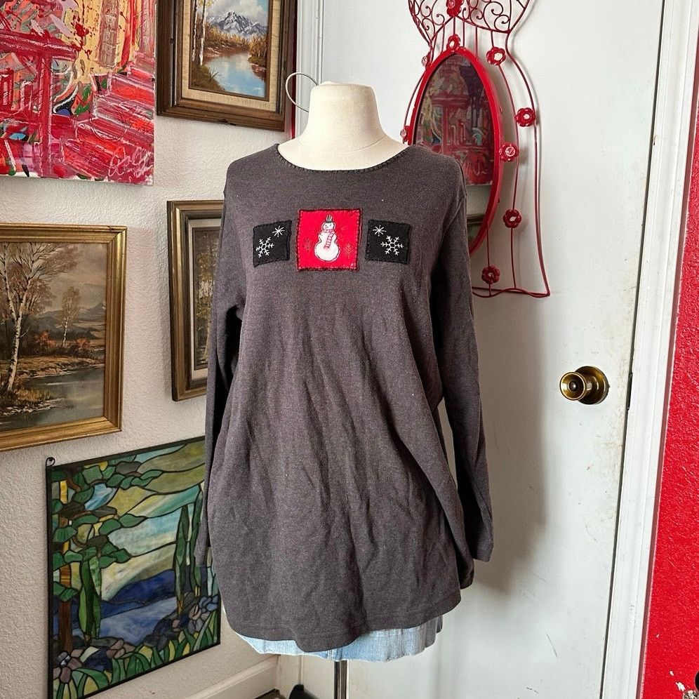 New Look new look gray snowman embroidered sweater shirt Size XL / US 12-14 / IT 48-50 - 1 Thumbnail