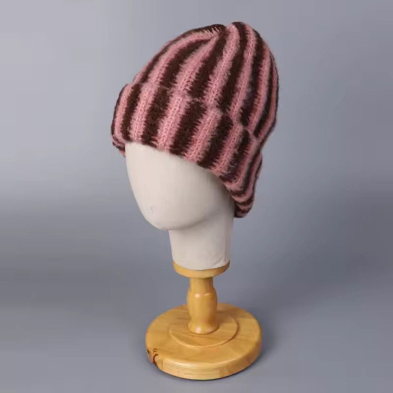 Other Feather Yarn Striped Wool Beanie Hat Size ONE SIZE - 4 Thumbnail