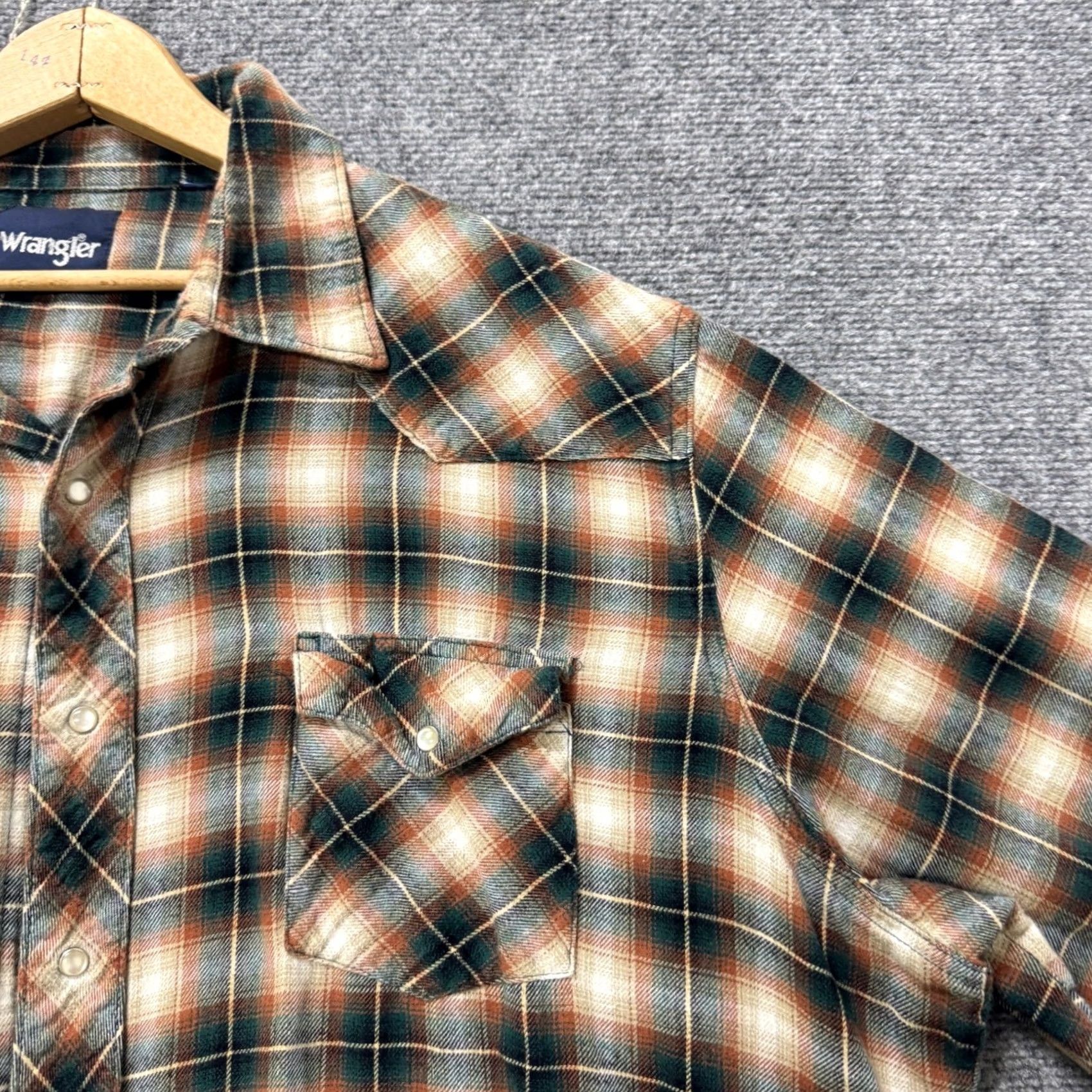 Wrangler Wrangler Flannel Shirt Men 2XL Plaid 100% Cotton Western Pearl Snap Multicolor Big & Tall Mens Size 48R - 6 Thumbnail