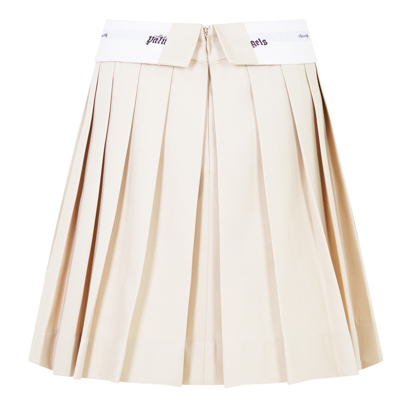 Palm Angels o1g2r1mq0425 Reverse Pleated Mini Skirt in Beige & White Size 29" - 2 Thumbnail
