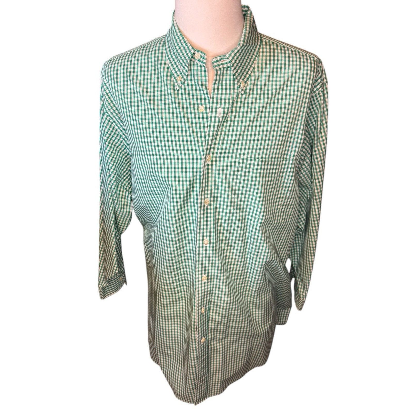 Brooks Brothers Brooks Brothers Shirt Green White Gingham Button Down Size US XXL / EU 58 / 5 - 1 Thumbnail