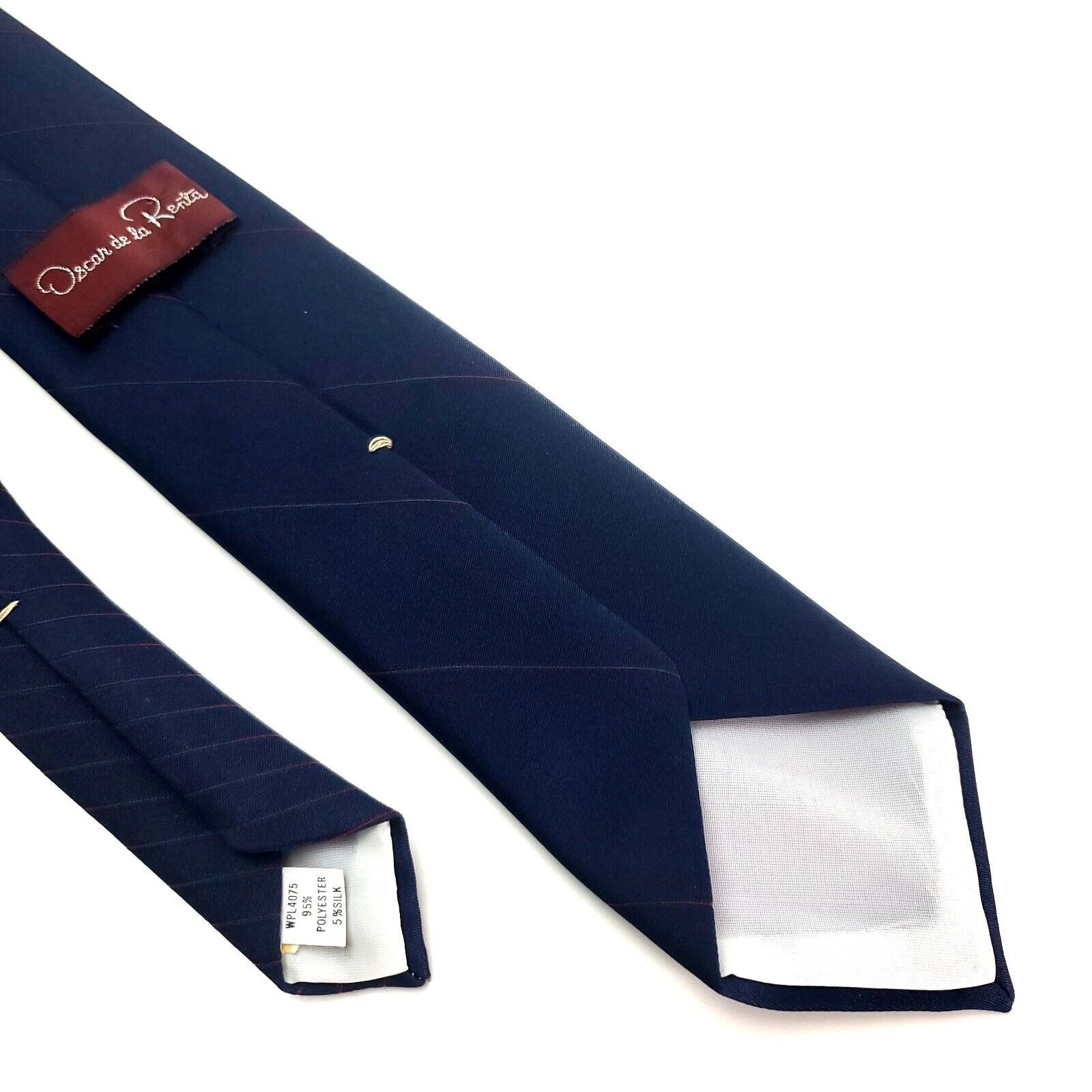 Oscar De La Renta Oscar De La Renta Polyester Tie Blue Striped Short Skinny Size ONE SIZE - 5 Thumbnail