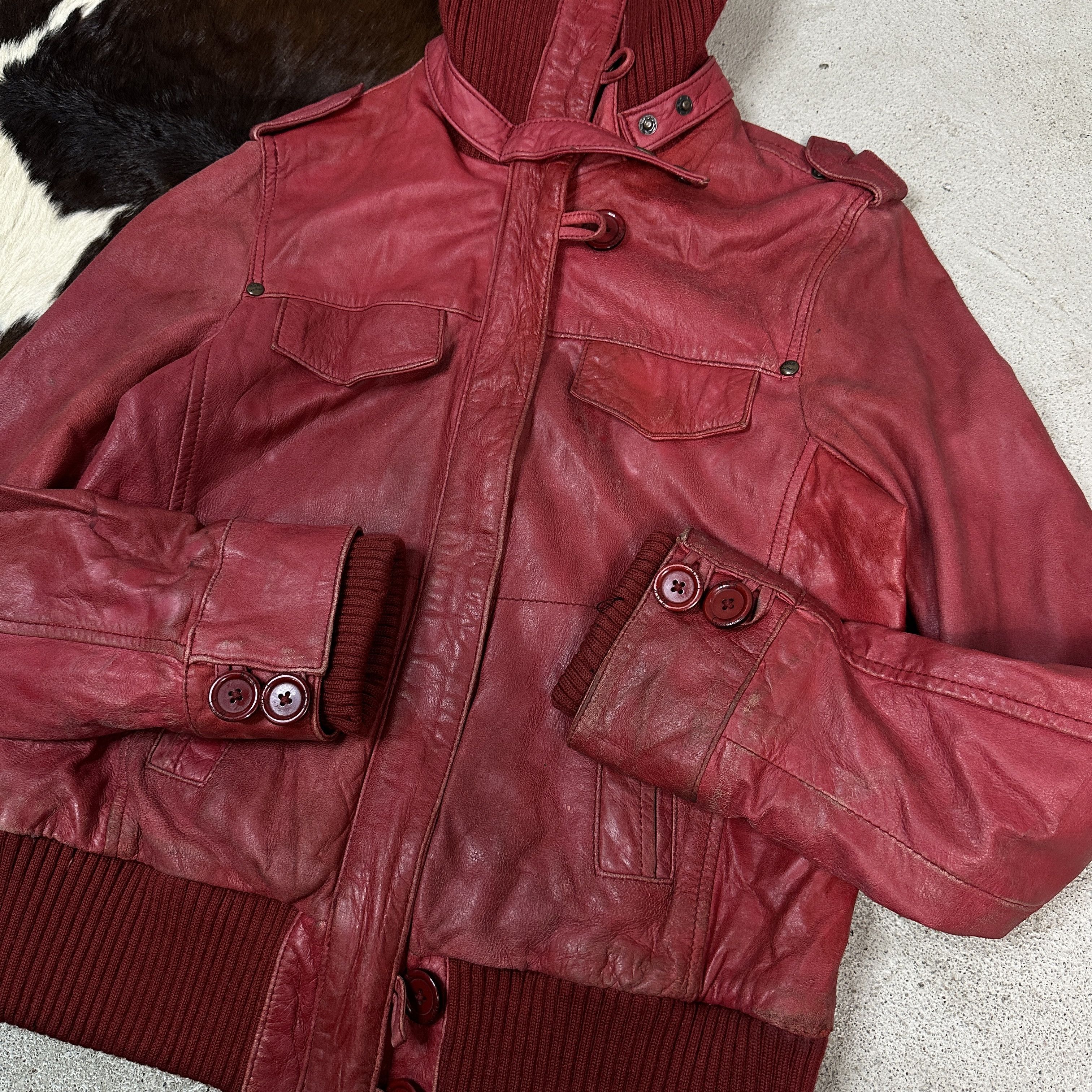 Vintage Vintage Leather Biker Jacket Cherry red Size M / US 6-8 / IT 42-44 - 11 Thumbnail