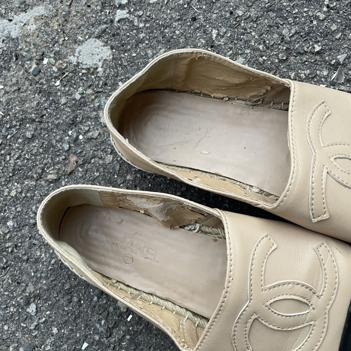 Vintage 💥GRAIL💥 Chanel Espadrilles beige Leather ballet shoes boots Size US 7 / IT 37 - 3 Thumbnail