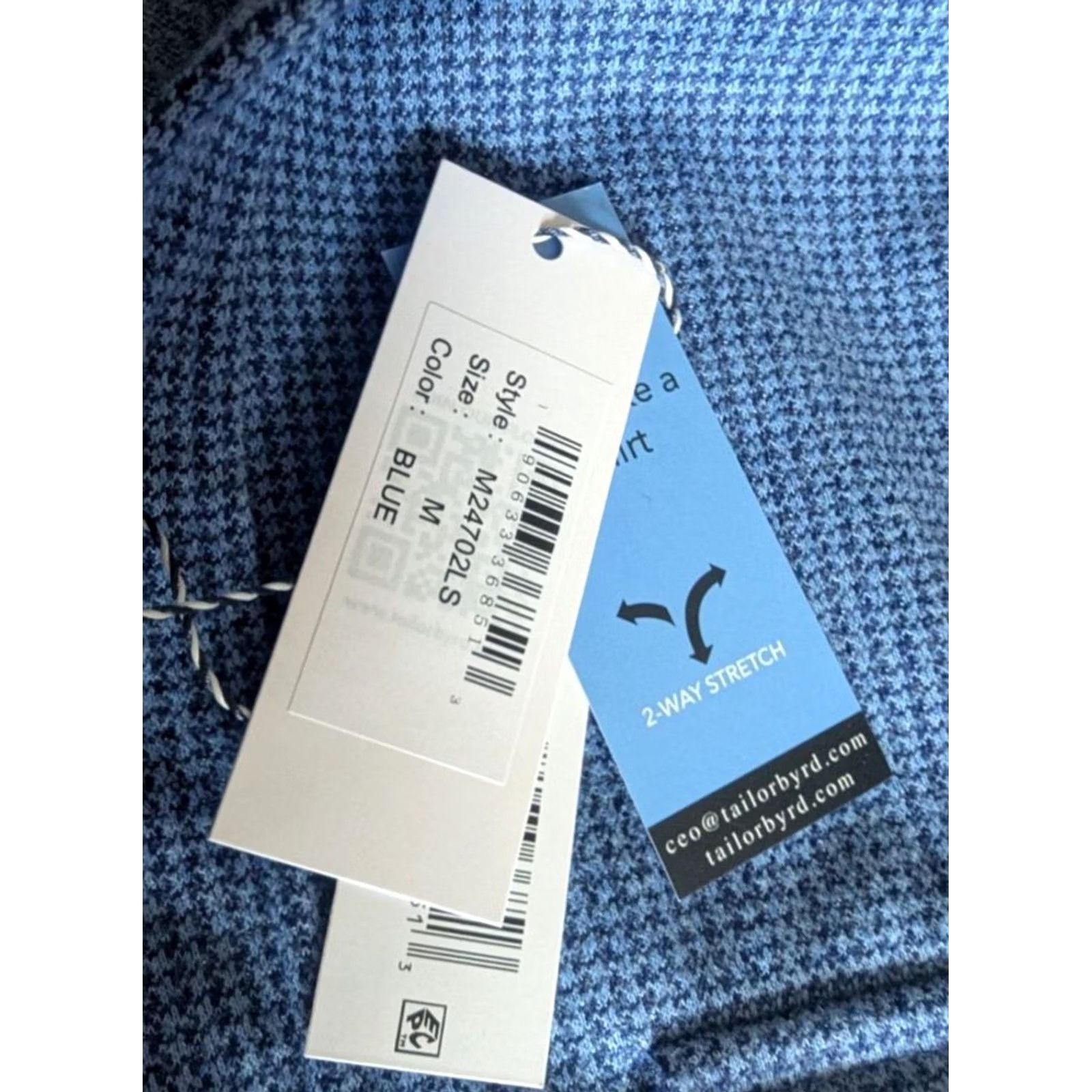 Tailorbyrd TAILORBYRD Blue Micro Houndstooth Over Shirt Men's M Layering 2 Way Stretch NWT Size US M / EU 48-50 / 2 - 7 Thumbnail