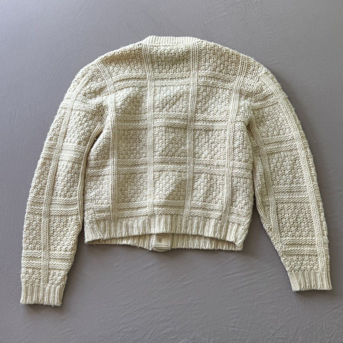 Other Vintage 60s Campus Wool Chunky Knit Cardigan Sweater Size L / US 10 / IT 46 - 4 Thumbnail