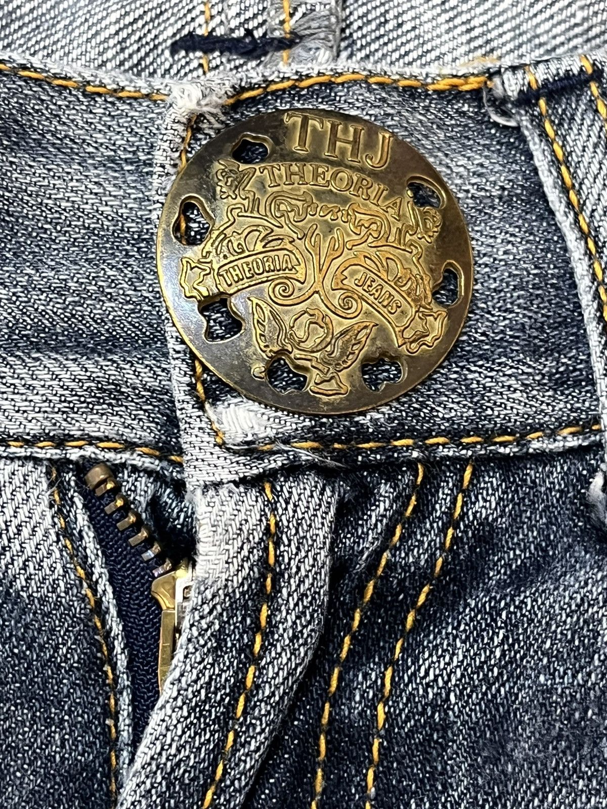 Japanese Brand Vintage Theoria Whiskers Honeycomb Distressed Denim Size US 31 - 10 Thumbnail