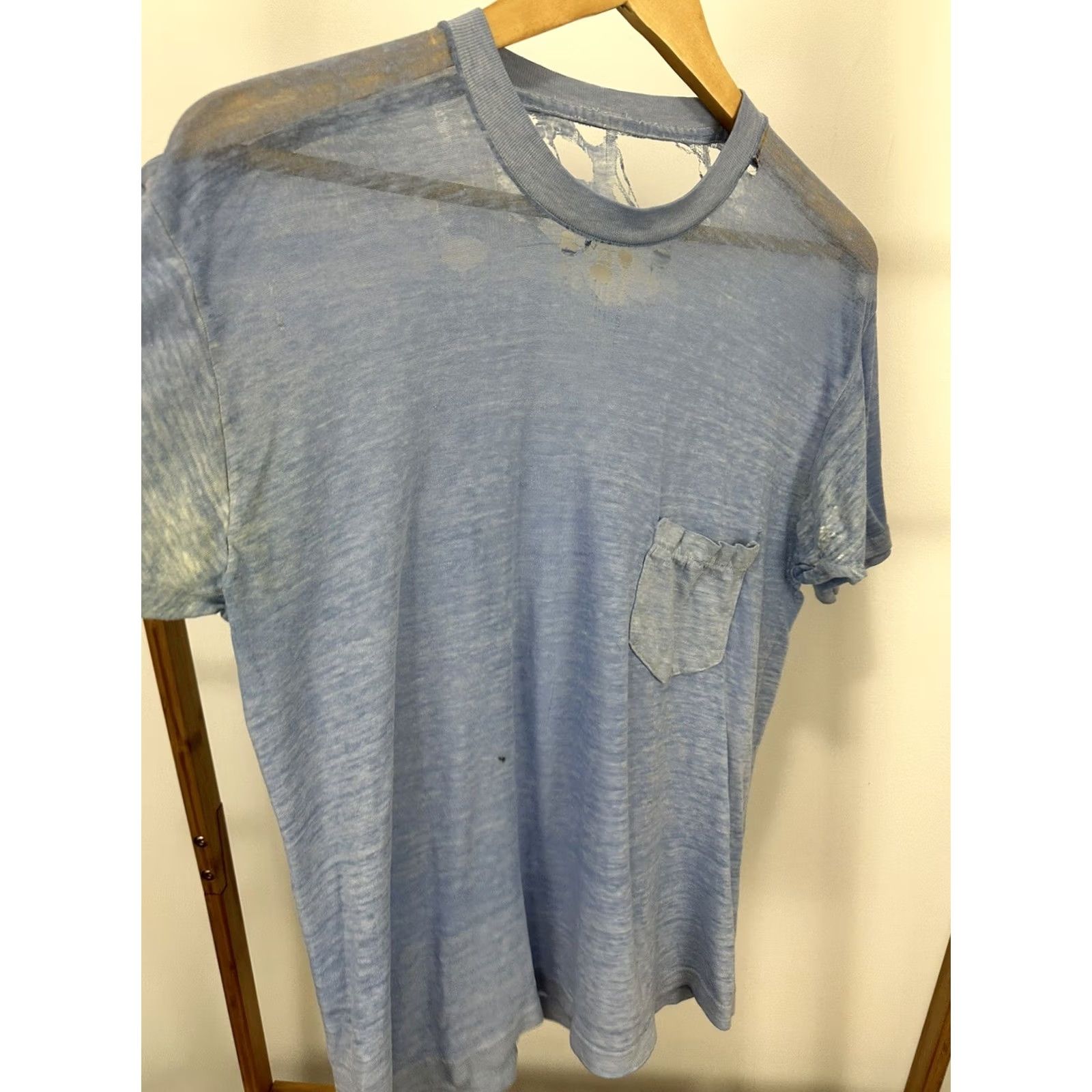 Vintage VTG 80s WIP Burnout Distressed T-Shirt M Blue Men Shirt"} Size US M / EU 48-50 / 2 - 4 Thumbnail