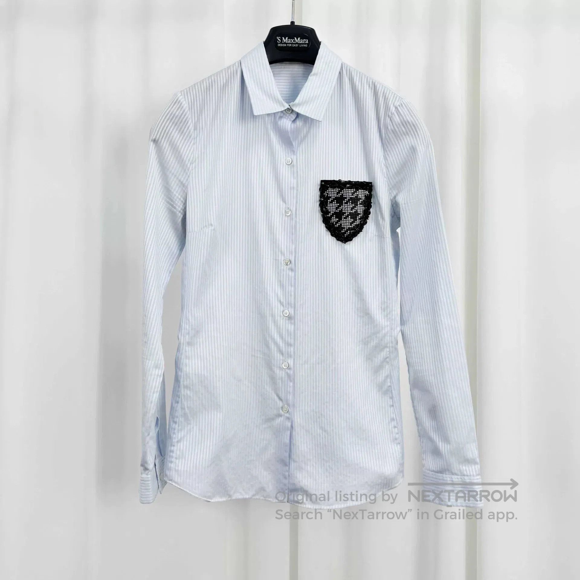 Dior Dior Blue Striped Shirt with Beaded Badge. Size S / US 4 / IT 40 - 1 Thumbnail