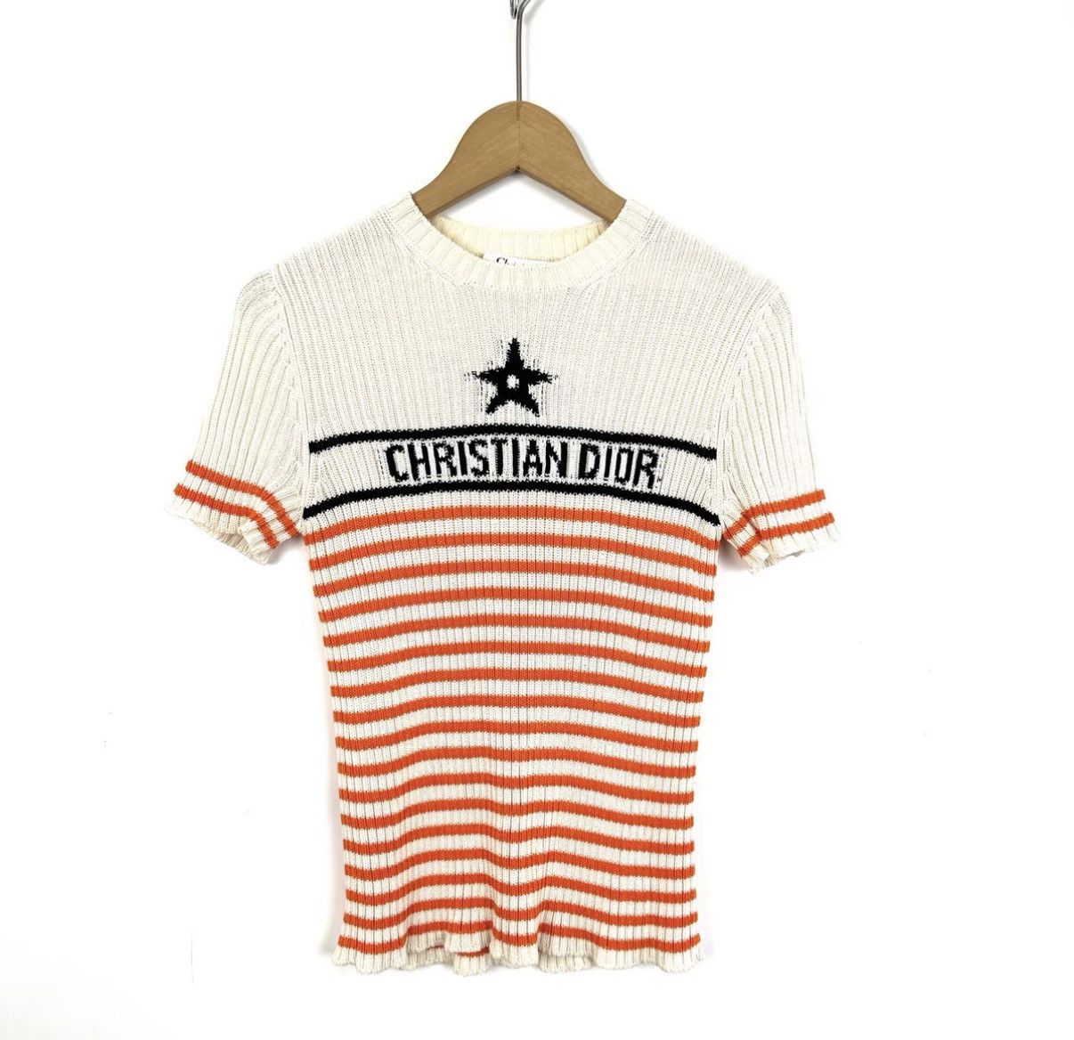 Dior Dior/Lucky Star Logo Striped Knit Short Sleeve K12 Size XS / US 0-2 / IT 36-38 - 1 Thumbnail
