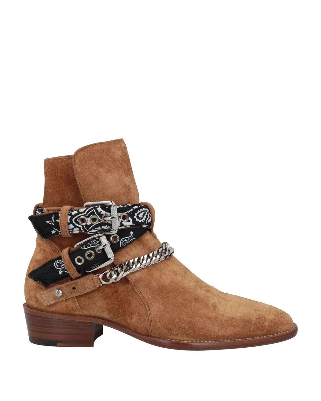 Amiri Bandana Buckle Chain Ankle Boots Camel Suede Western Harness Size US 10 / EU 43 - 1 Thumbnail