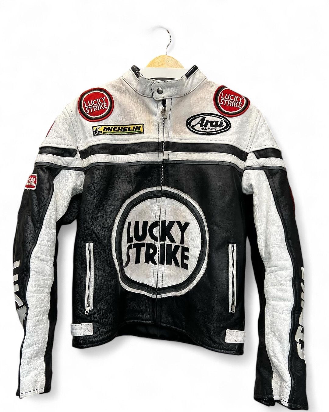 Leather Jacket × Racing × Streetwear Lucky Strike Leather Racing Jacket ...