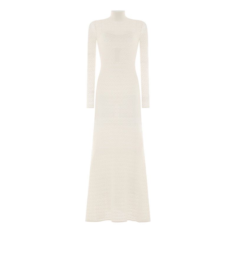 Tom Ford o1w1db10126 ACK423 Maxi Dress in White Size L / US 10 / IT 46 - 1 Thumbnail