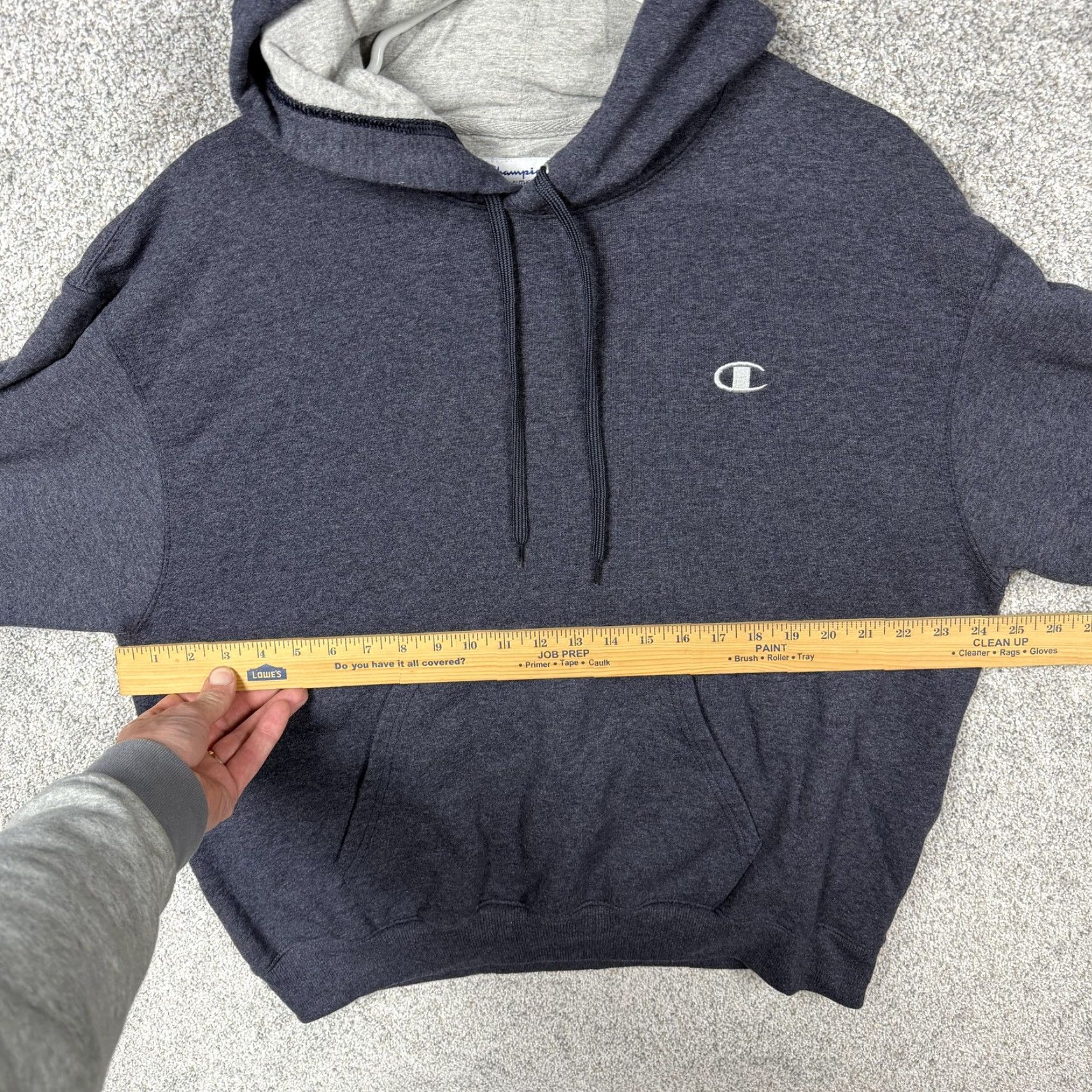 Champion Champion Hoodie Mens Large Blue Gray Fleece Pullover Kangaroo Pocket Size US L / EU 52-54 / 3 - 6 Thumbnail