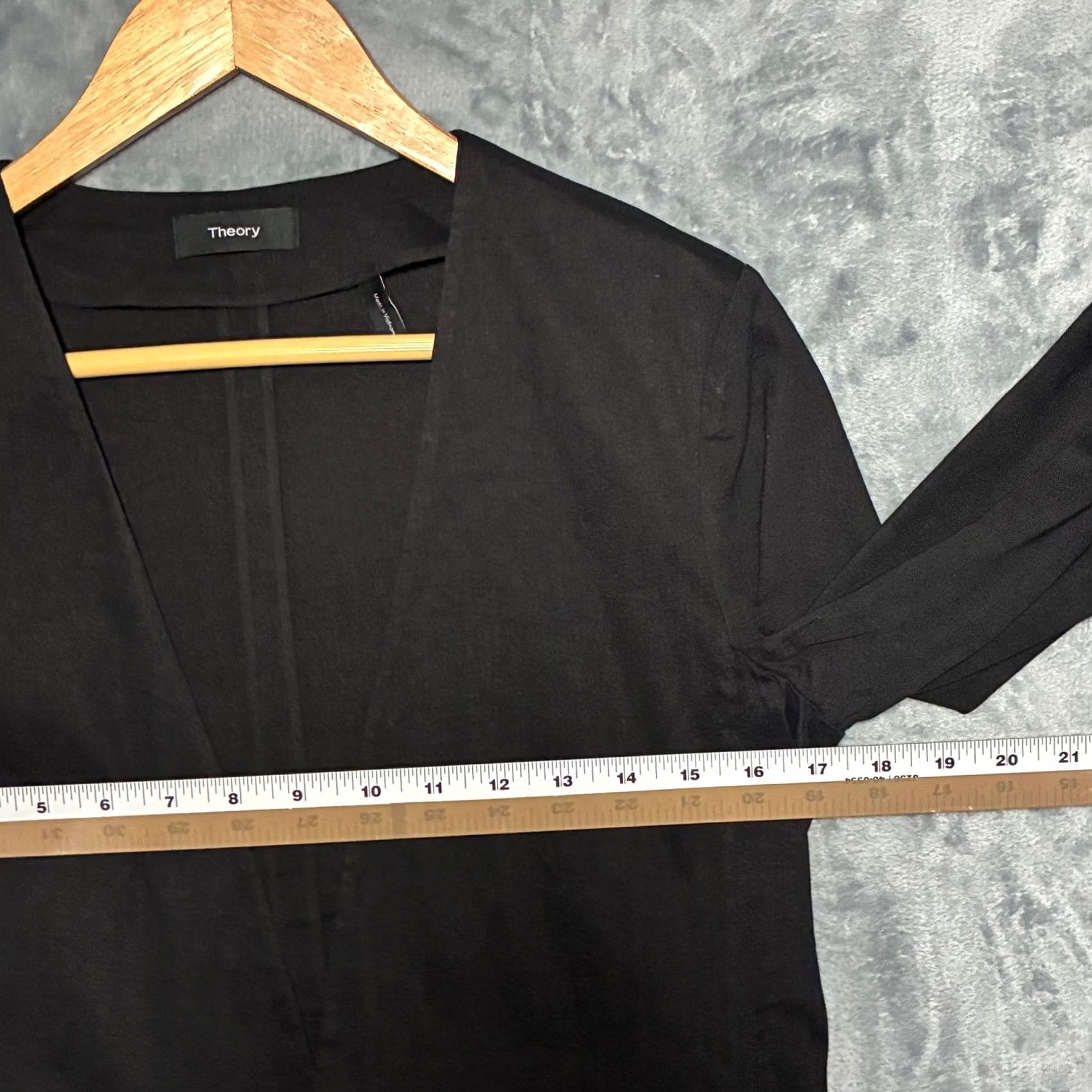 Theory EUC Theory Blazer Black Open Front Collarless Women's 6 Cropped Lightweight Linen Blend Jacket Size M / US 6-8 / IT 42-44 - 7 Thumbnail