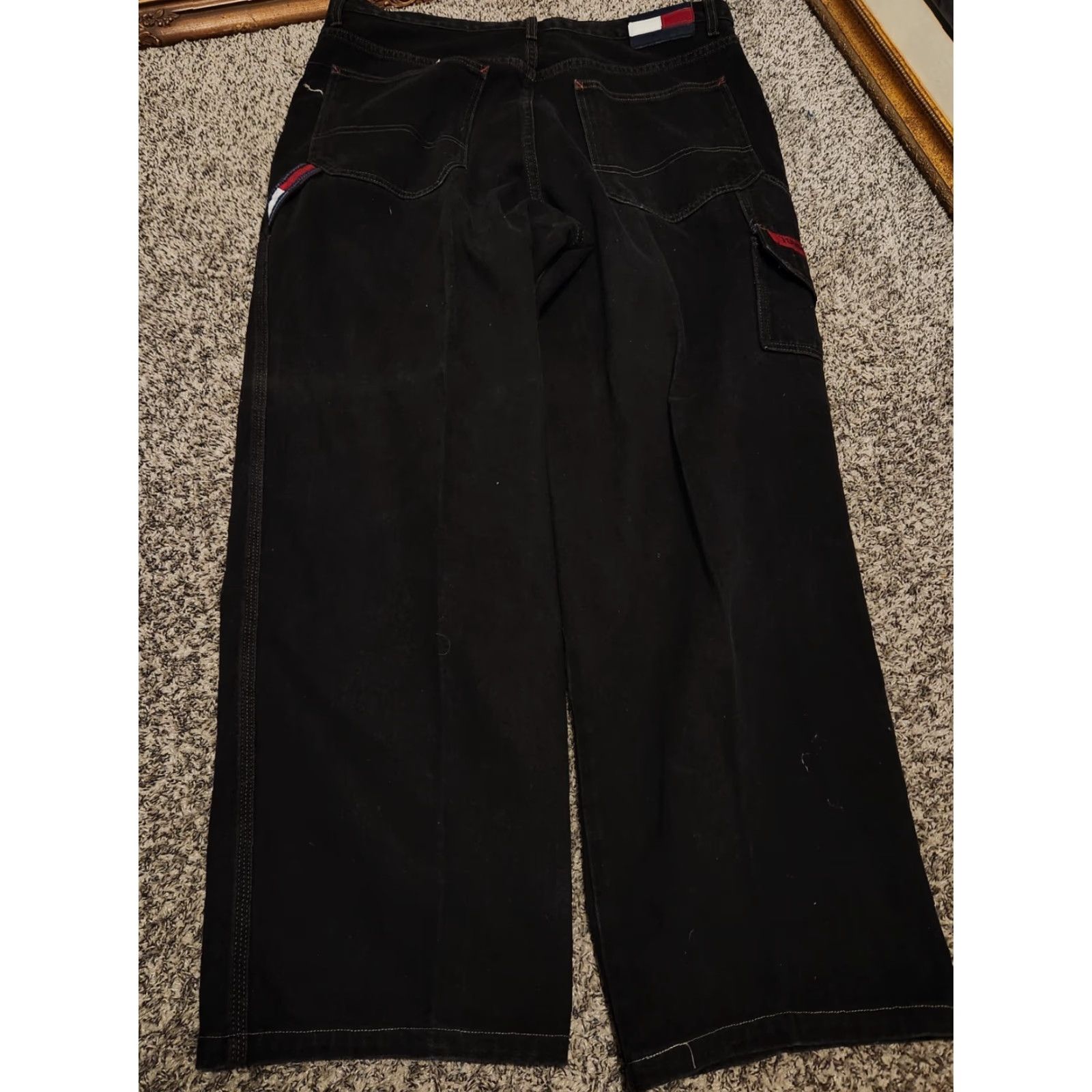 Tommy Hilfiger VINTAGE Tommy Hilfiger Jeans Carpenter Black 38 x 34 Denim Baggy Loose Fit Skate 34 Mens Womens Boys Girls Size US 34 / EU 50 - 2 Thumbnail