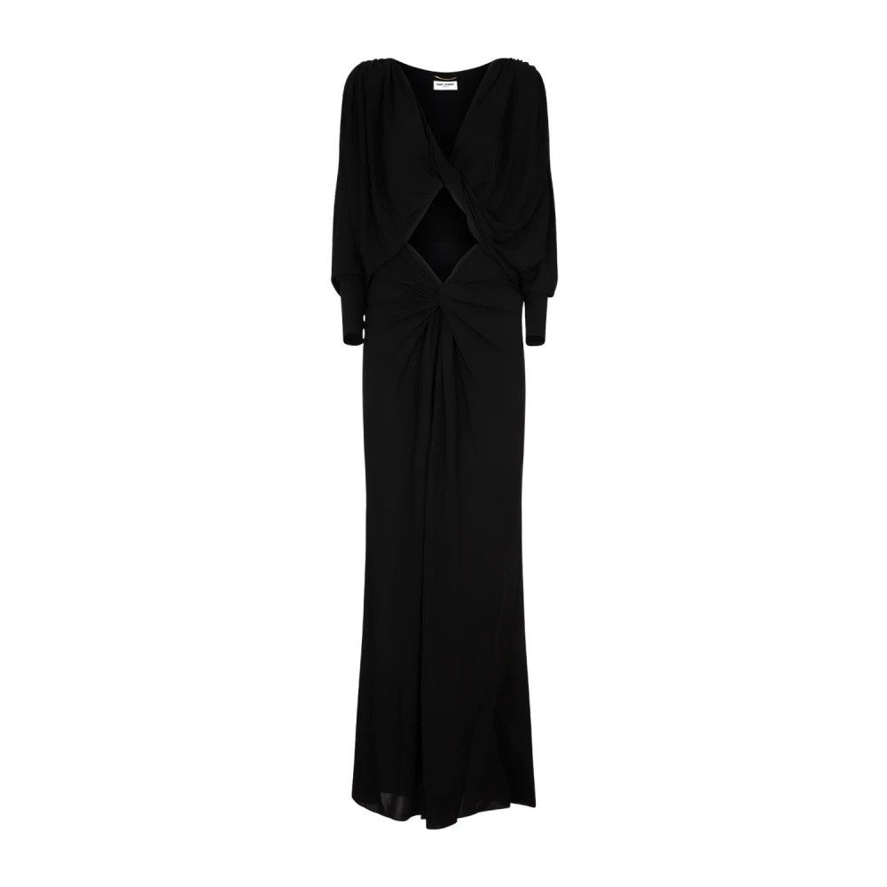Saint Laurent Paris o1bcso1str1125 Cut Out Dress In Crepe Jersey in Black Size XS / US 0-2 / IT 36-38 - 1 Thumbnail