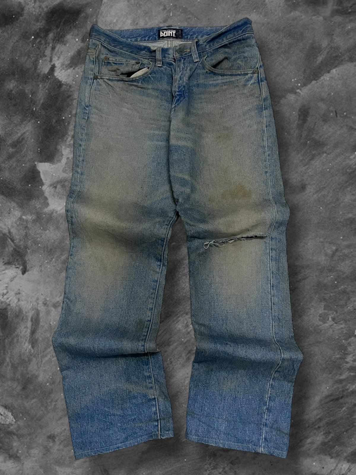 Japanese Brand Vintage 1990s Japan Designer POINT War Control Mudwash Denim Size US 29 - 1 Thumbnail