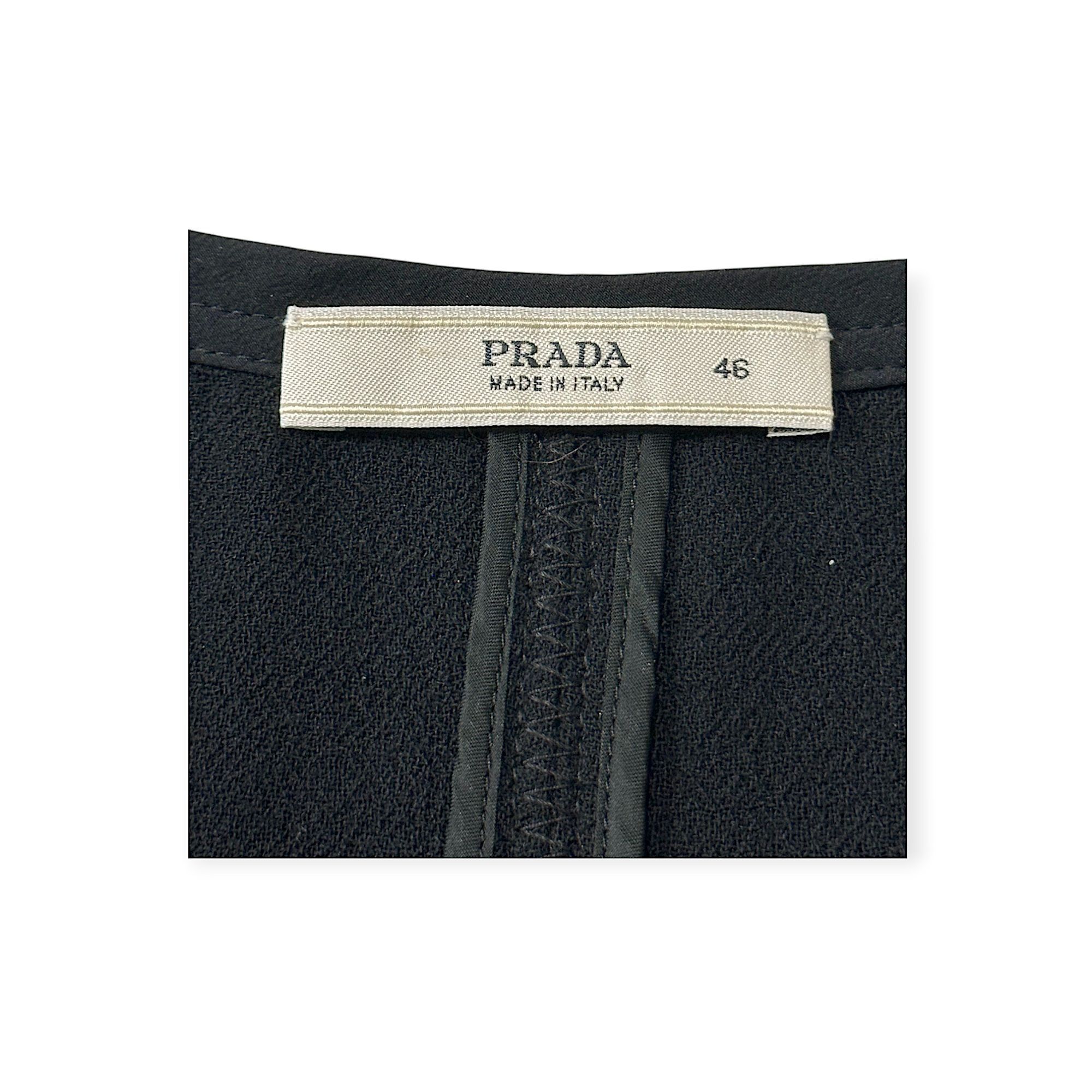 Prada Prada Black Wool A-Line Skirt IT 46 / US 10 Ribbon Bow Trim Size 32" / US 10 / IT 46 - 3 Thumbnail