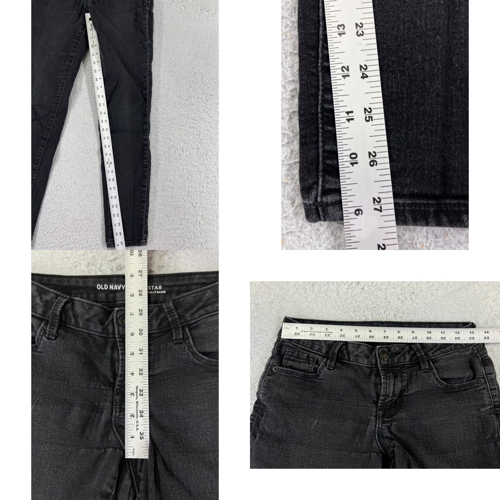 Old Navy Old Navy Rockstar Skinny Jeans Womens 4 Black Low Rise Denim 27" Inseam 90s Retro Size 27" / US 4 / IT 40 - 8 Thumbnail