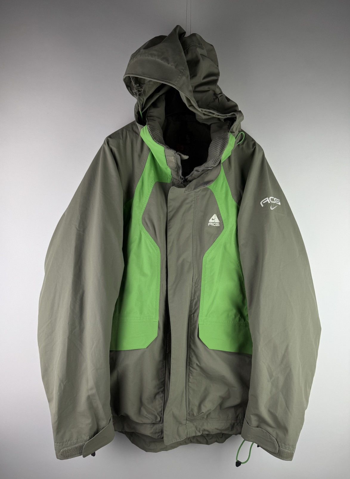 ジャケット・アウター 00s NIKE ACG OUTER LAYER 3 \"LIME GREEN\" Vintage Nike ACG Outer Layer Fit Storm Green Rain Full Zip