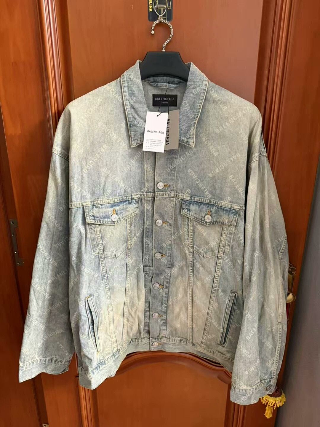 balenciaga cross logo denim jacket
