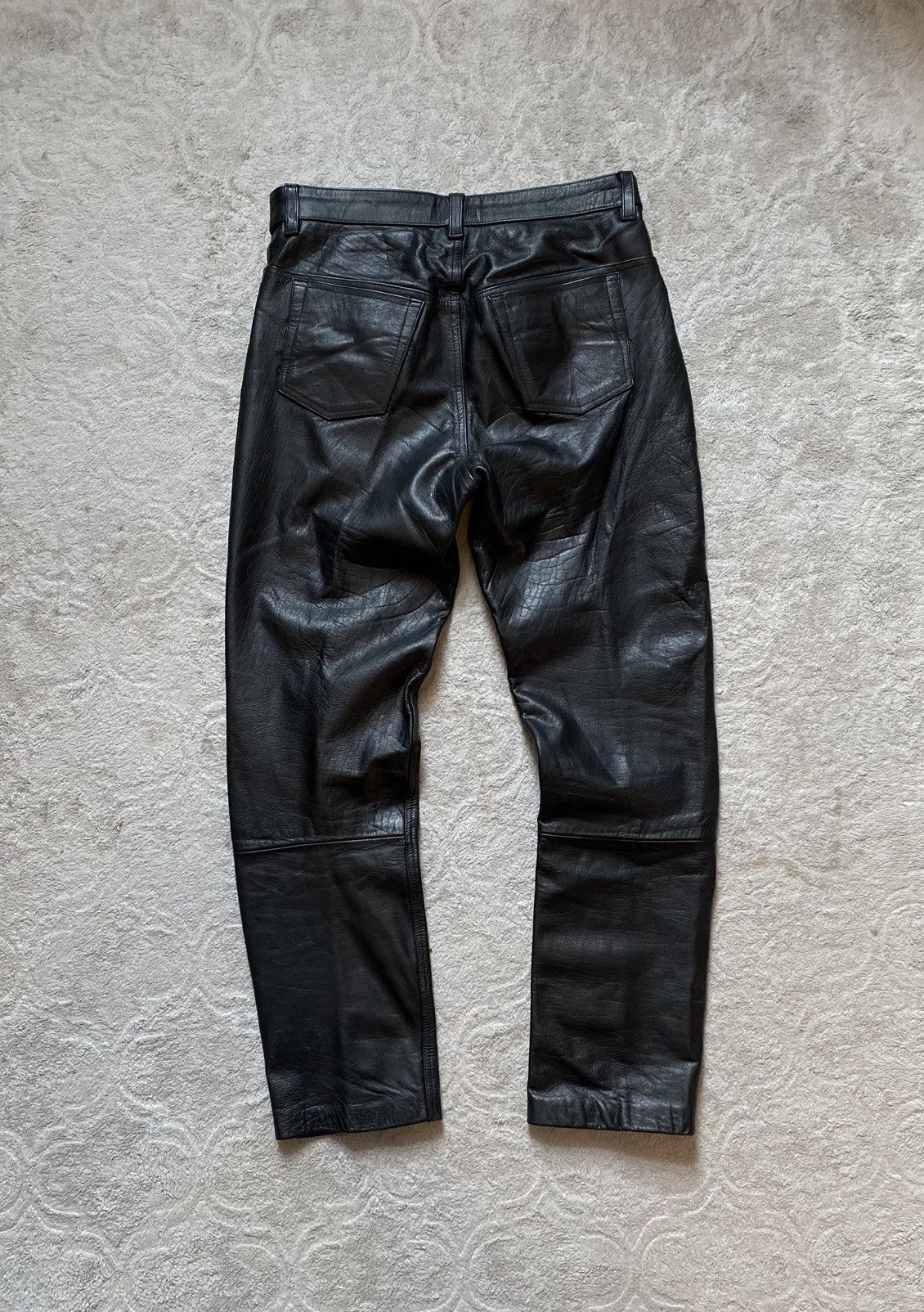 If Six Was Nine Black Leather Opium Vintage Pants 100% real leather Size US 35 - 2 Thumbnail