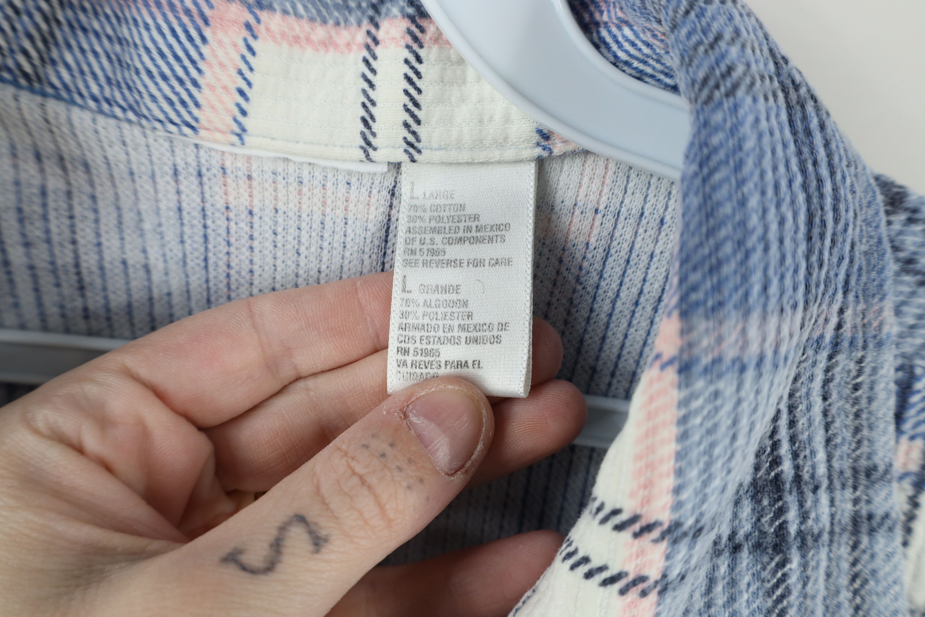 Vintage Vintage 90s Streetwear Ribbed Flannel Collared Button Shirt Size L / US 10 / IT 46 - 6 Thumbnail