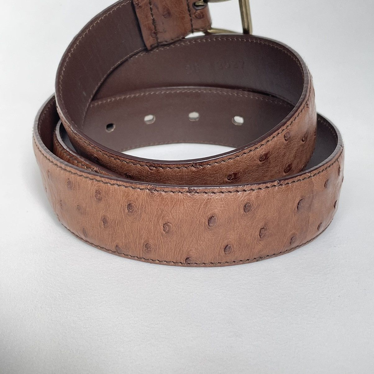 Prada 3cm Brown Ostrich Leather Belt Size 30 - 5 Thumbnail