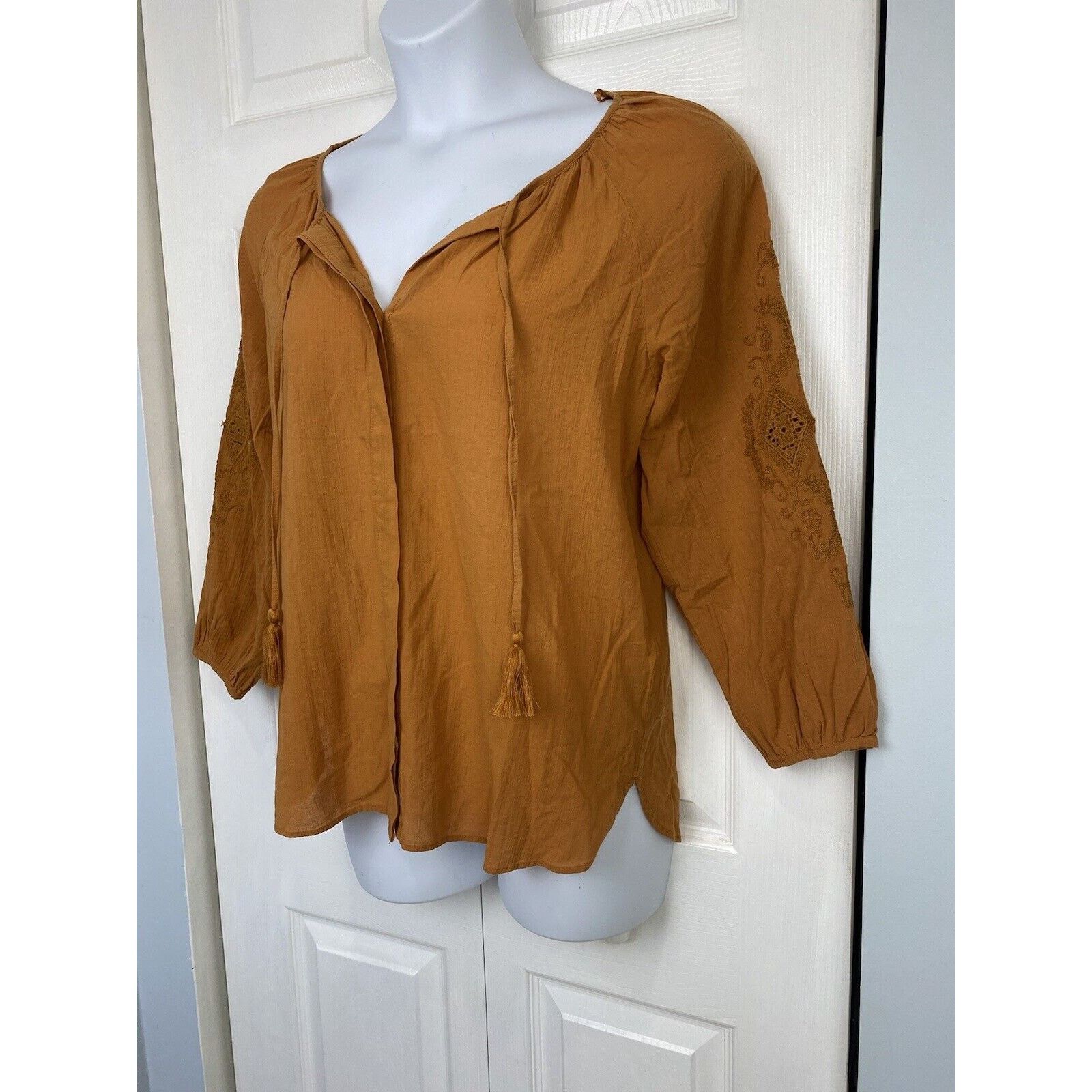 Massimo Dutti NWT Massimo Dutti Orange Rust Button Shirt Blouse Linen Size M / US 6-8 / IT 42-44 - 2 Thumbnail