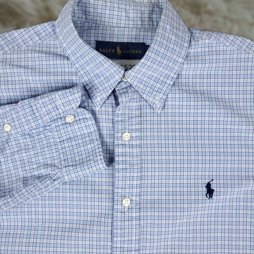 Ralph Lauren Ralph Lauren Dress Shirt Mens 16 Blue Plaid Pony Button Up Long Sleeve Size 42R - 1 Thumbnail