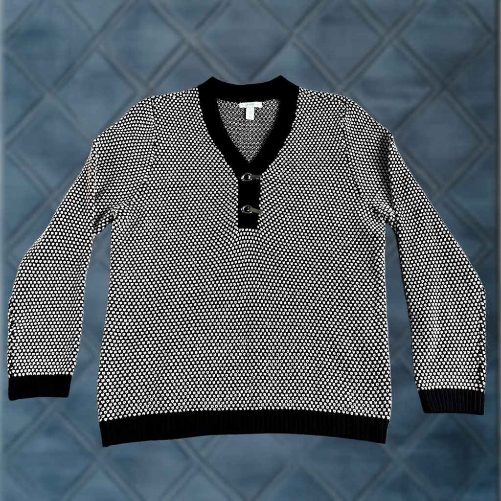 Charter Club VINTAGE Charter Club Sweater Womens XL Black White Metallic Chunky V Neck Size XL / US 12-14 / IT 48-50 - 1 Thumbnail
