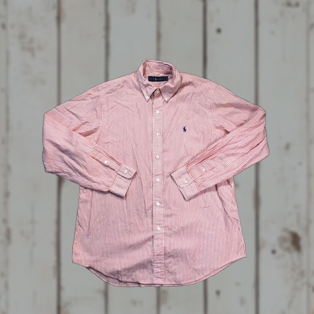 Ralph Lauren Ralph Lauren Shirt Mens Large Orange Stripe Long Sleeve Button-Down Casual Size US L / EU 52-54 / 3 - 1 Thumbnail