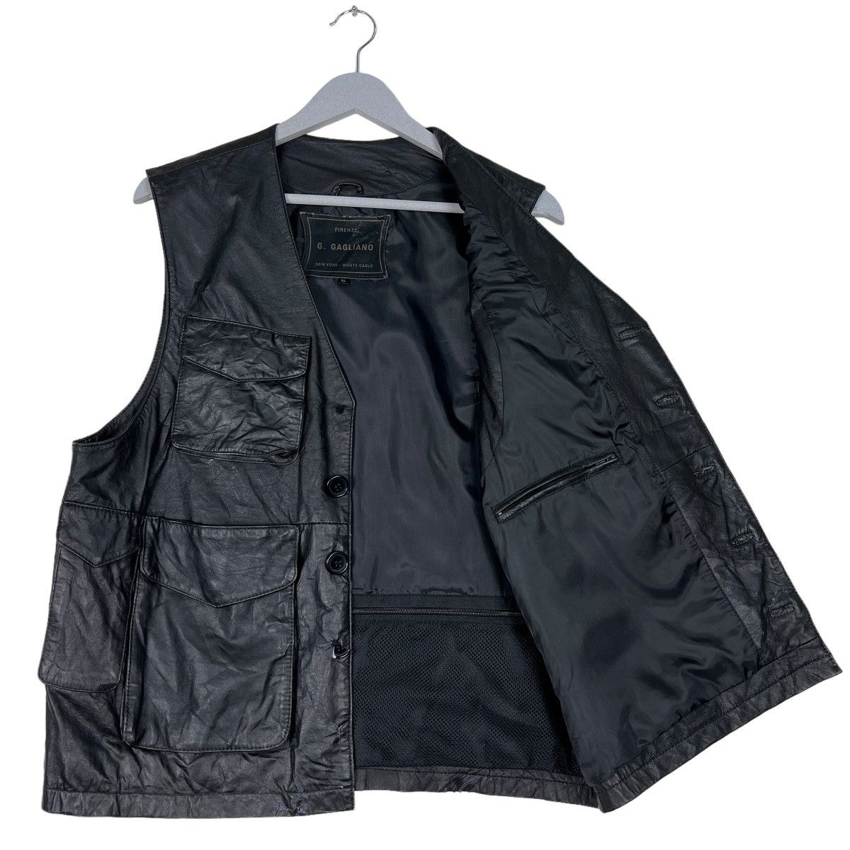 Designer 🔥 G. GAGLIANO CARGO LEATHER TANK TOP VEST Size US L / EU 52-54 / 3 - 10 Thumbnail