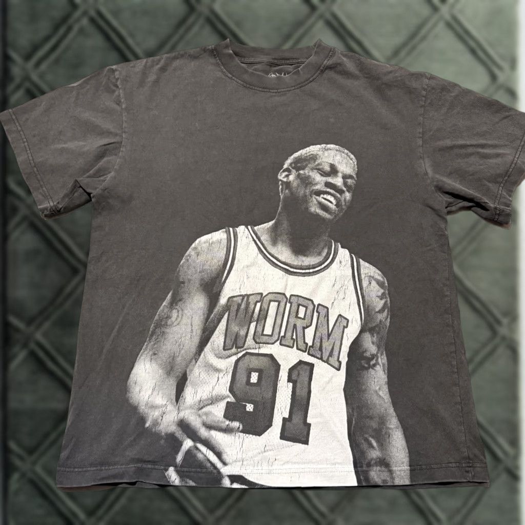 Vintage Dennis Rodman #91 Rodman Apparel T-Shirt Candid Dennis Tee Graphic Men's - Large Size US L / EU 52-54 / 3 - 1 Thumbnail
