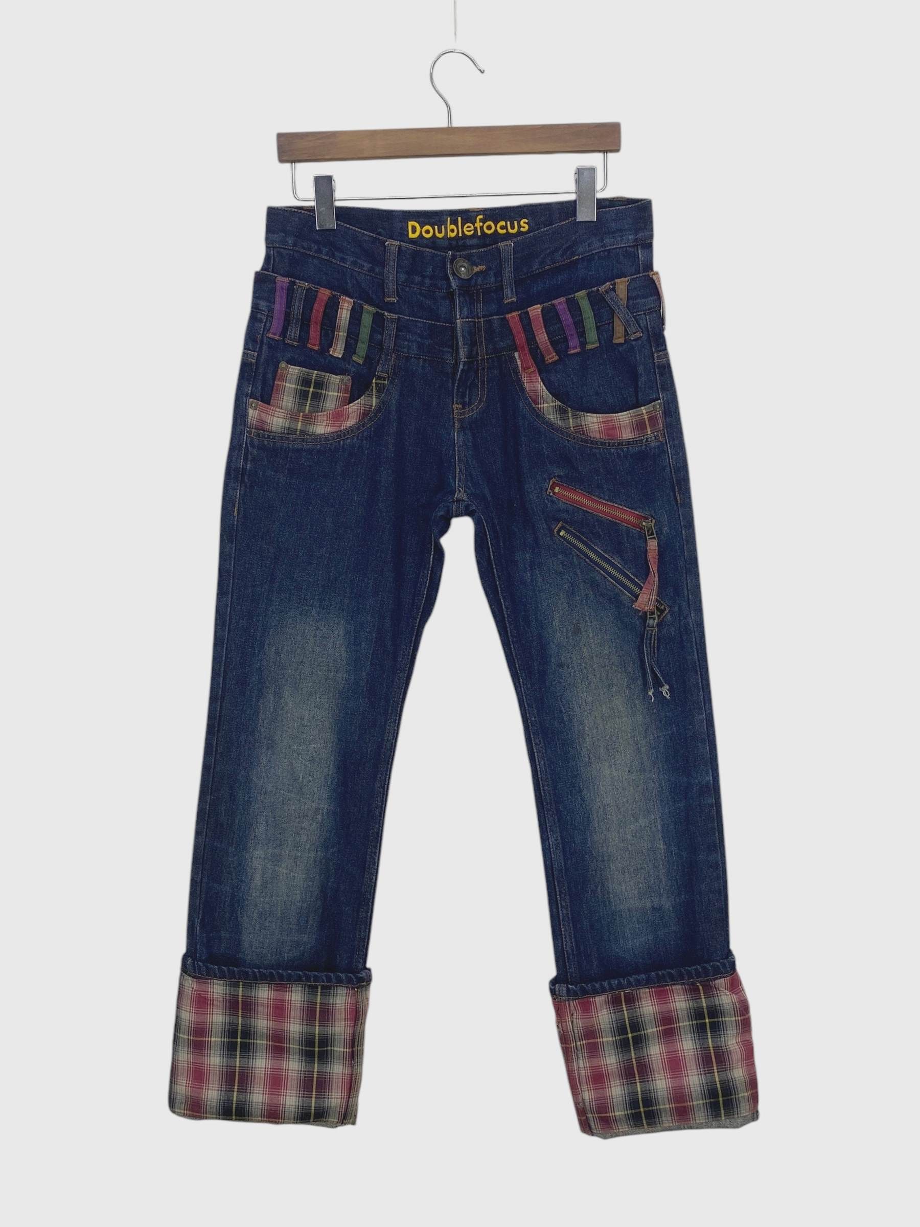 Japanese Brand Double Focus Double Waist Light Wash Denim Size US 31 - 1 Thumbnail