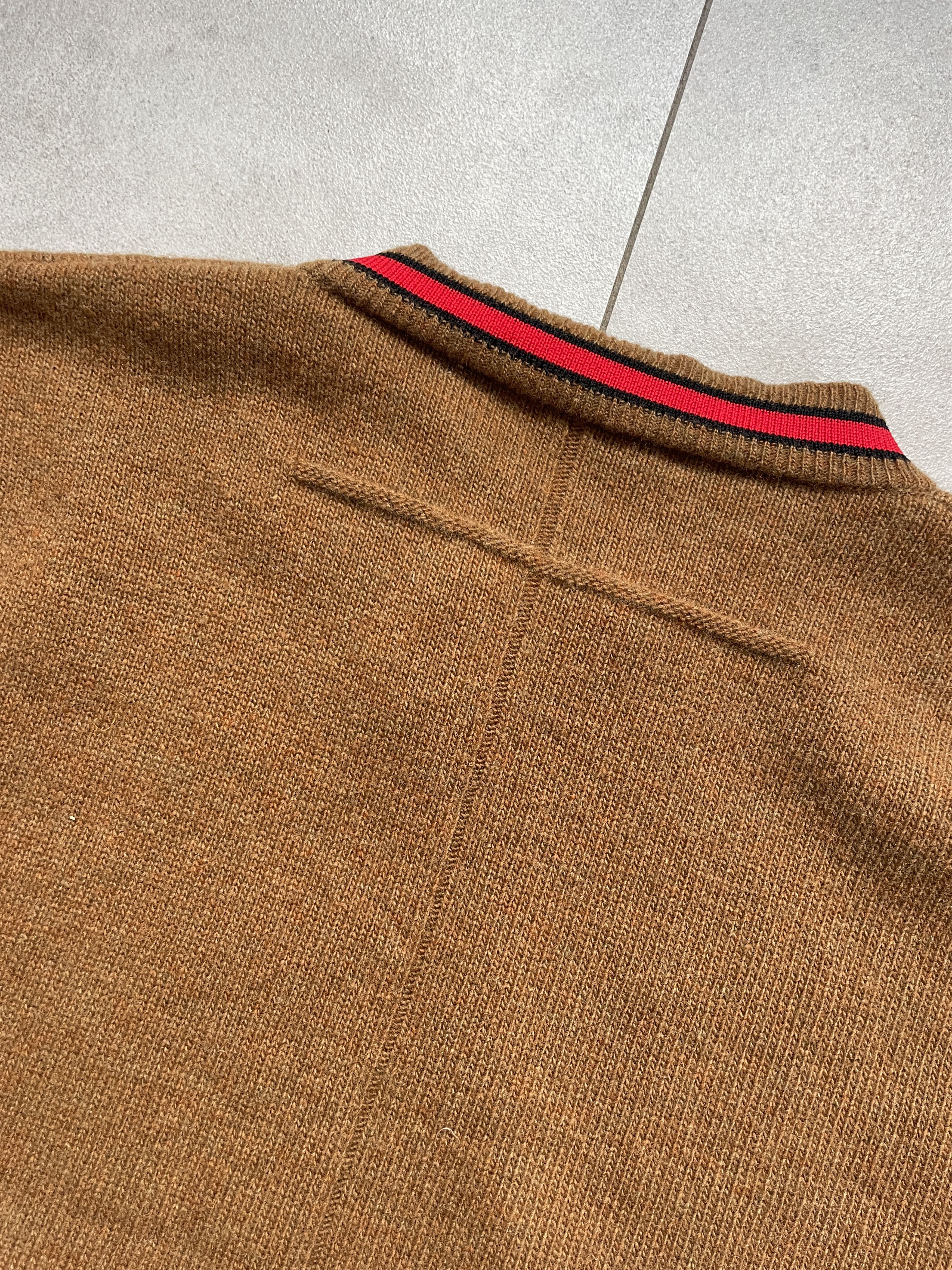 Givenchy GIVENCHY BROWN RED STRIPE WOOL SLIM FIT SWEATER Size US L / EU 52-54 / 3 - 3 Thumbnail