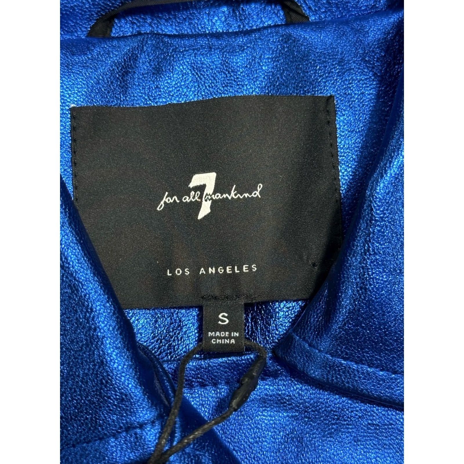 7 For All Mankind 7 FOR ALL MANKIND METALLIC BLUE FAUX LEATHER CROPPED MOTO BIKER JACKET Size S / US 4 / IT 40 - 6 Thumbnail