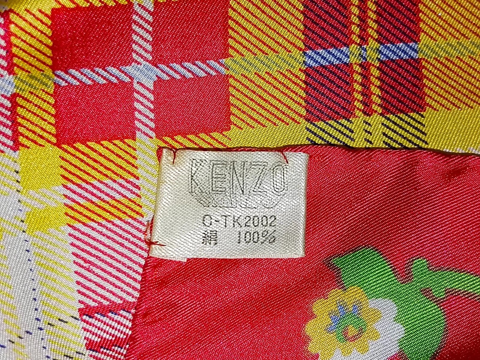 Kenzo KENZO Tokyo JAPAN Red Floral Checkered Vintage Silk Scarf Size ONE SIZE - 8 Thumbnail