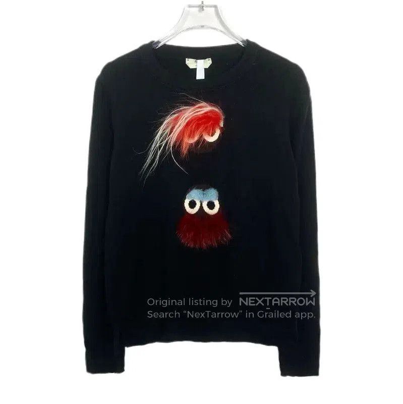 Fendi Fendi Black Wool Women's Sweatshirt with Embellishments . Size M / US 6-8 / IT 42-44 - 1 Thumbnail