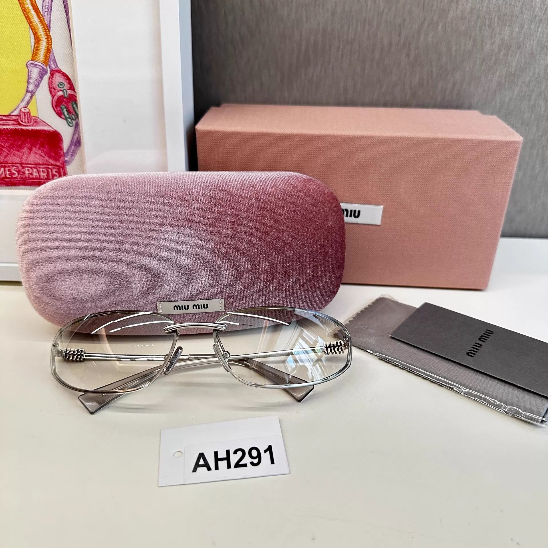 Miu Miu MIU MIU Silver Curved Glasses AH291 Size ONE SIZE - 1 Thumbnail