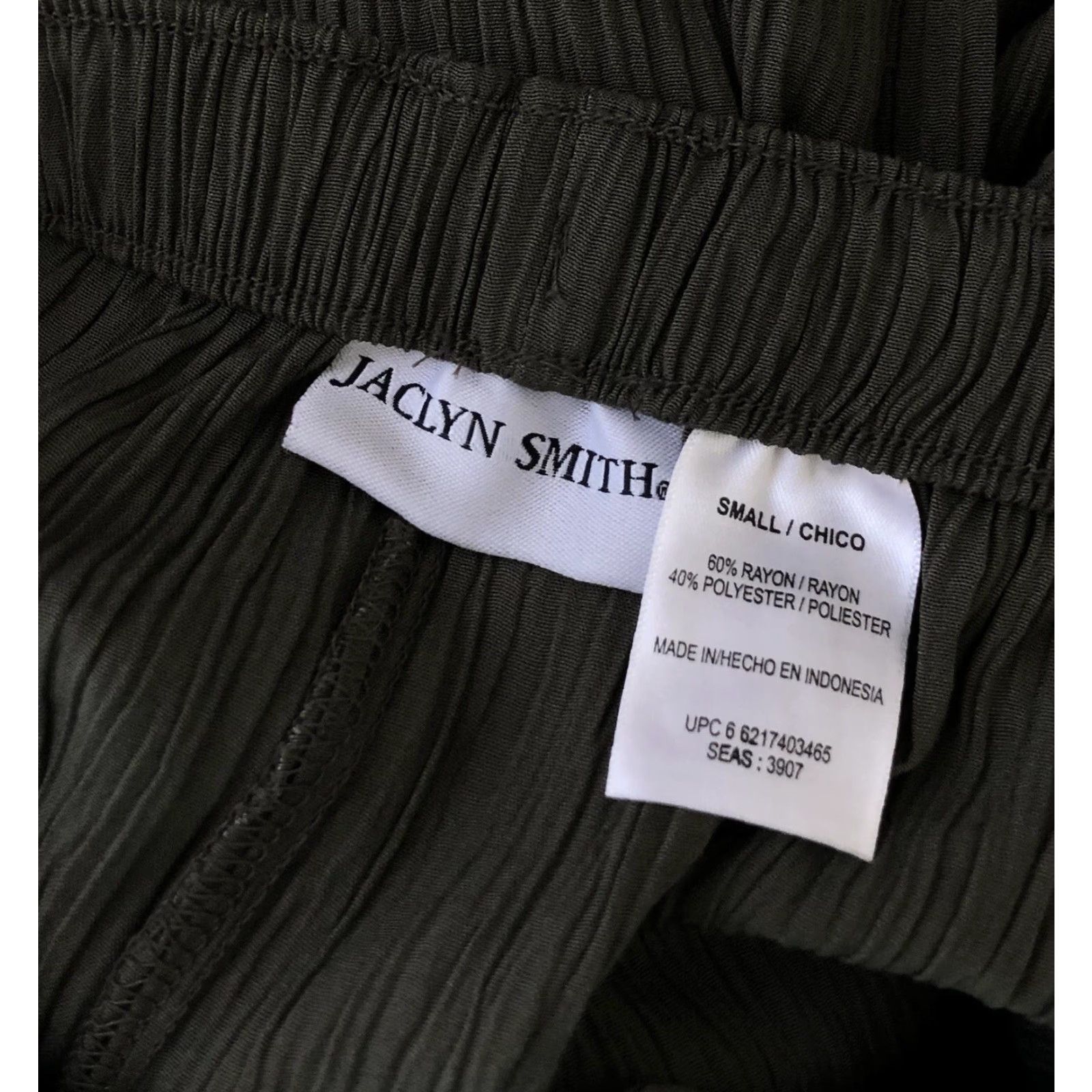 Vintage Jaclyn Smith Crepe Pants Green S 26" Elastic Waist Drawstring Lounge Straight Leg Women's Pants Modern Beach Bohemian 26" Inseam Size 28" / US 6 / IT 42 - 3 Thumbnail