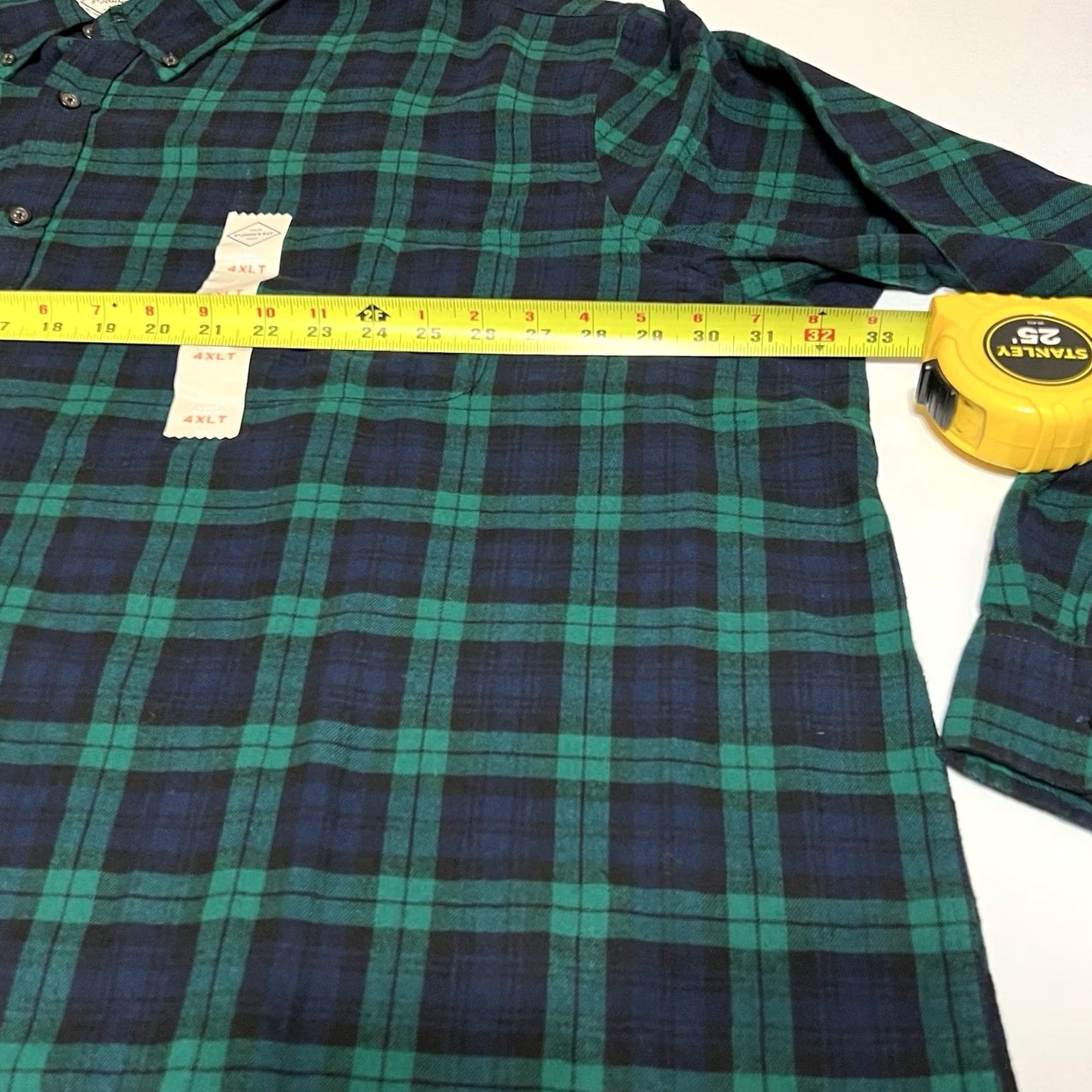 Vintage St. John's Bay Shirt Mens 4XLT Flannel Button-Up Green Plaid Big & Tall Classic Fit Easy Care Pockets Size US XXL / EU 58 / 5 - 6 Thumbnail
