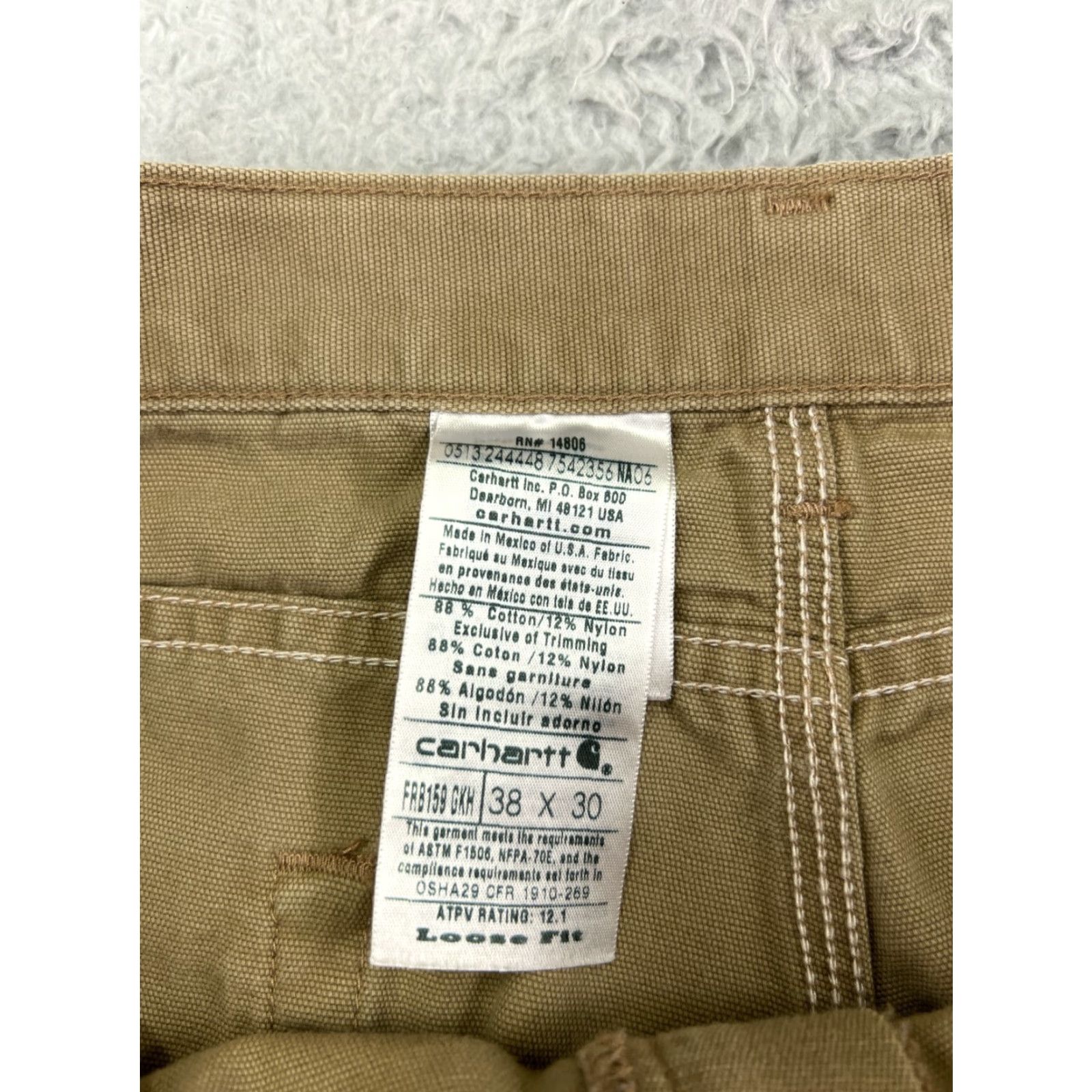 Carhartt Carhartt Pants Mens 38 Beige Duck Fabric Loose Fit FR Cat 2 2112 Cotton Blend Denim Straight 5-Pocket Relaxed Casual Workwear USA Men Size US 38 / EU 54 - 3 Thumbnail