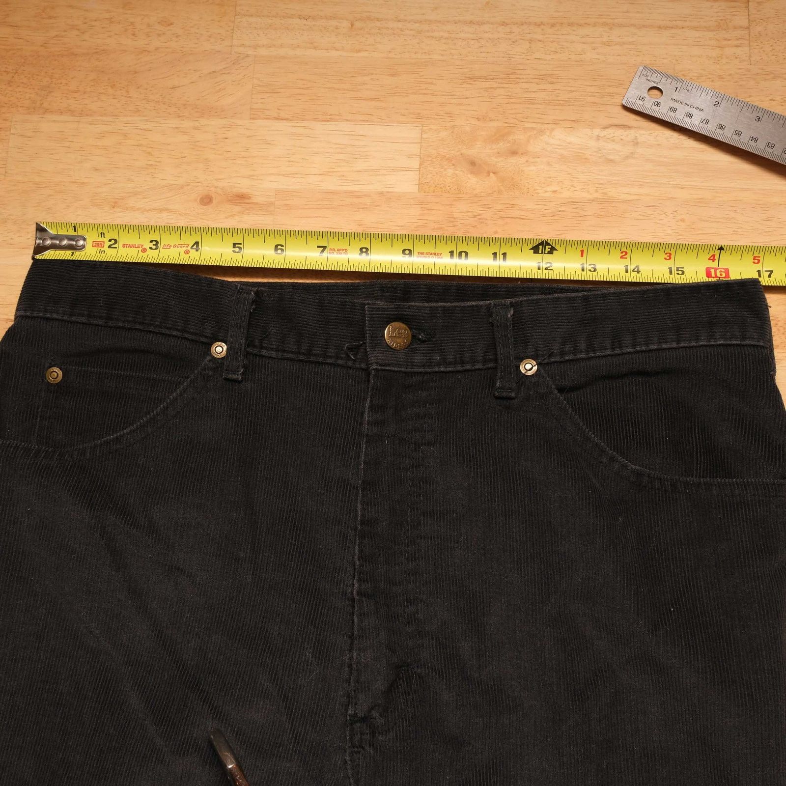 Lee VTG Black Made in USA Lee Corduroy Pants 36x32 (Fits 33x31) Size US 33 - 4 Thumbnail