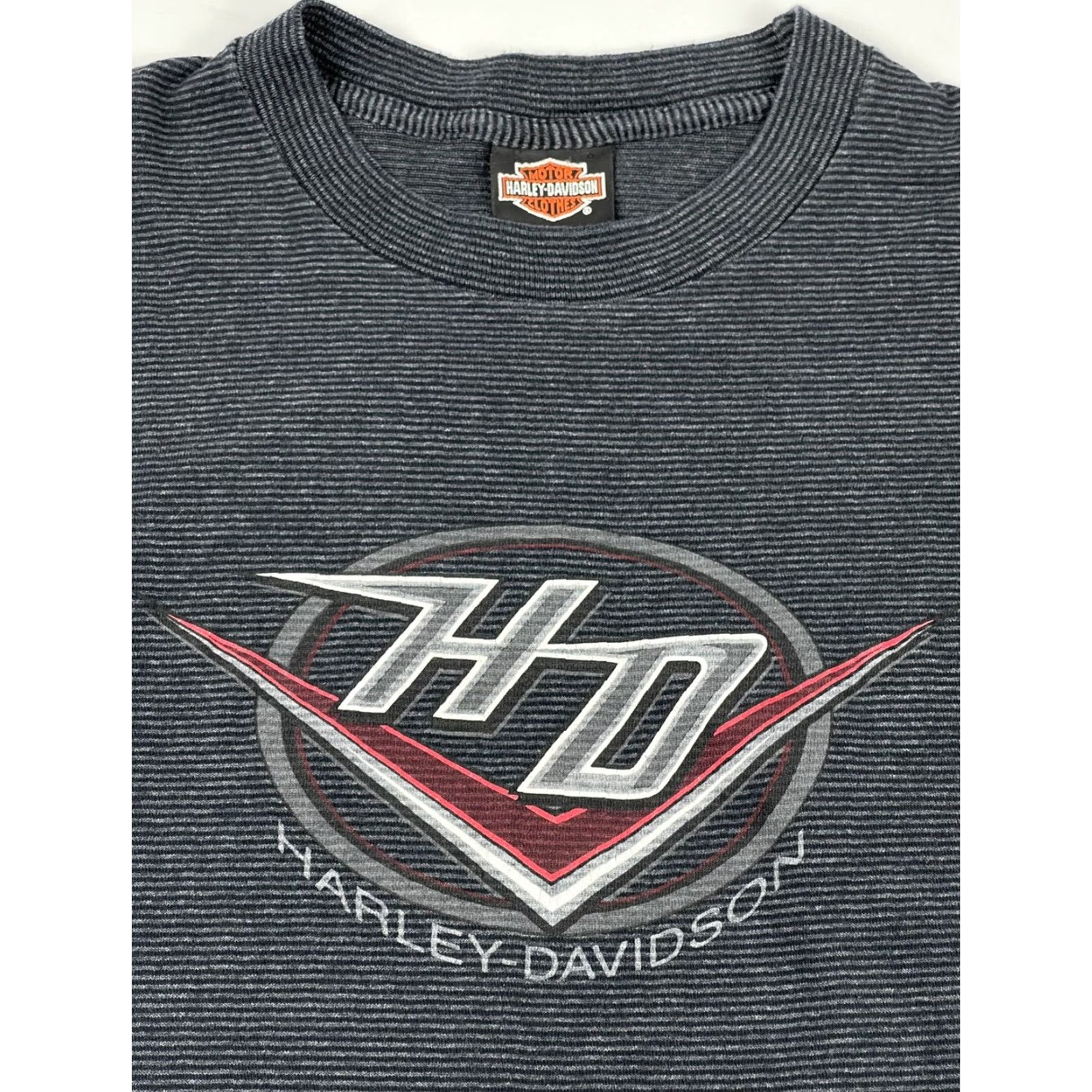 Harley Davidson VINTAGE Harley-Davidson Shirt M Gray Long Sleeve Crew Neck Striped Logo 90s Biker Mens Size US M / EU 48-50 / 2 - 2 Thumbnail