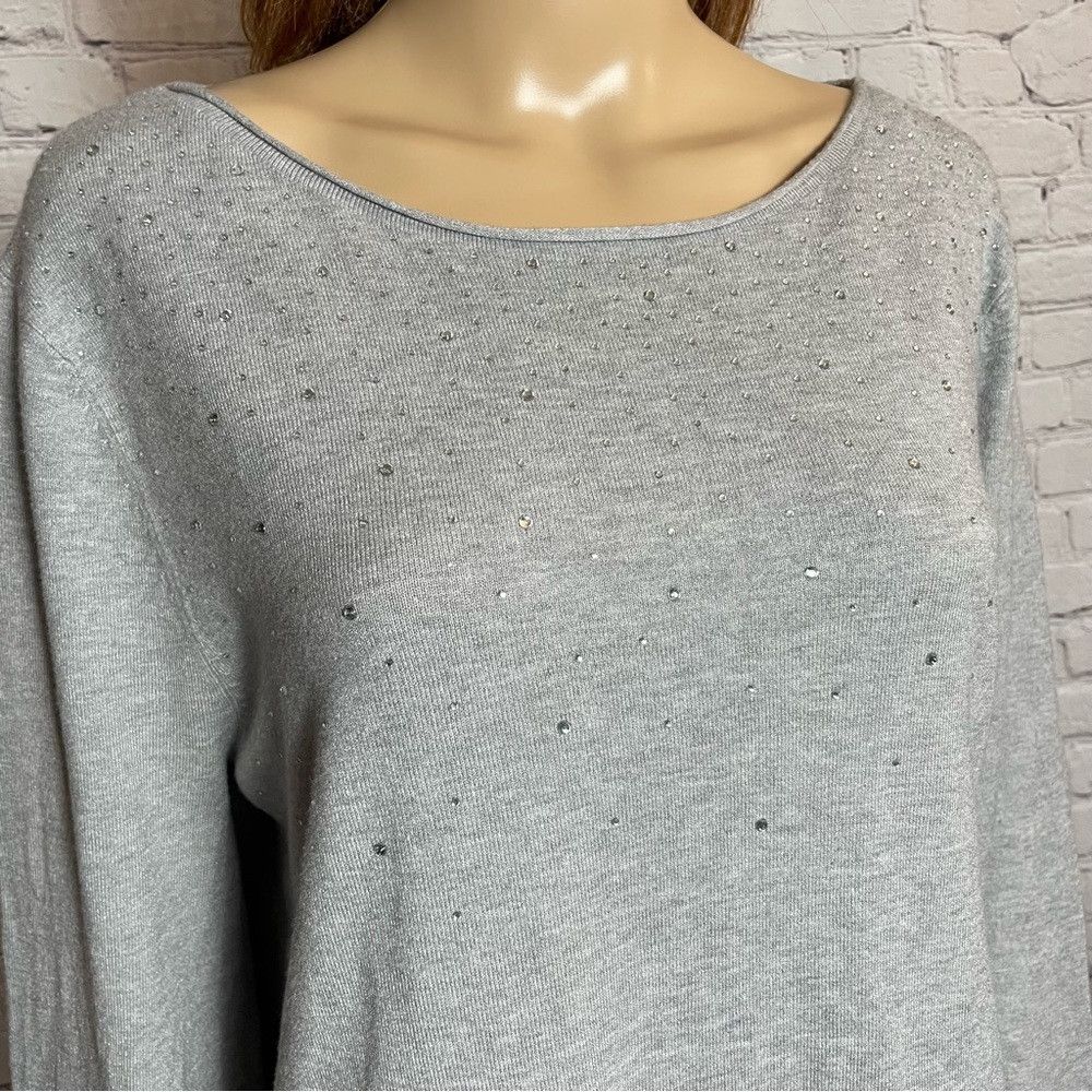 Other NWT New Villa Milano Grey Rhinestone Bell Sleeve Sweater Si Size XL / US 12-14 / IT 48-50 - 2 Thumbnail