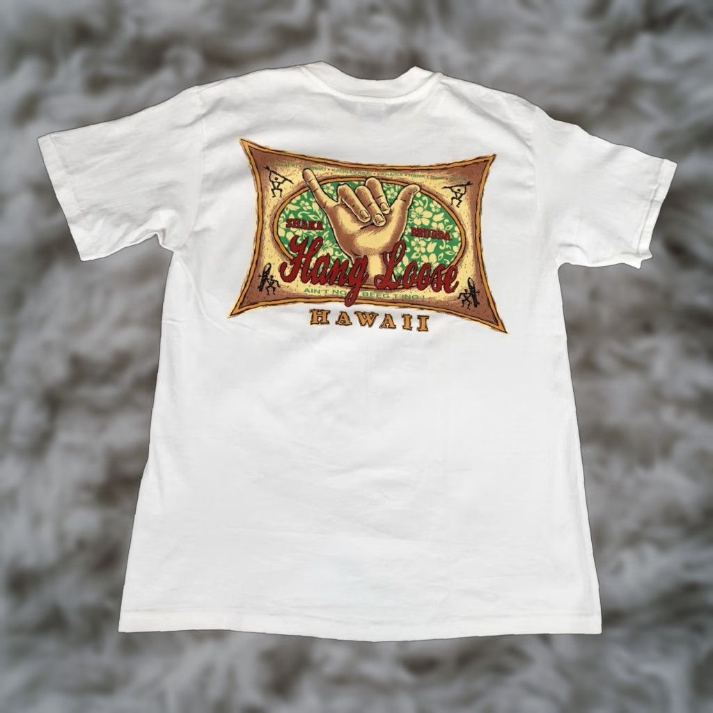 Vintage VINTAGE Hawaii T-Shirt Men L Slim Fit White 90s Graphic Print Crew Neck Summer Size US L / EU 52-54 / 3 - 1 Thumbnail