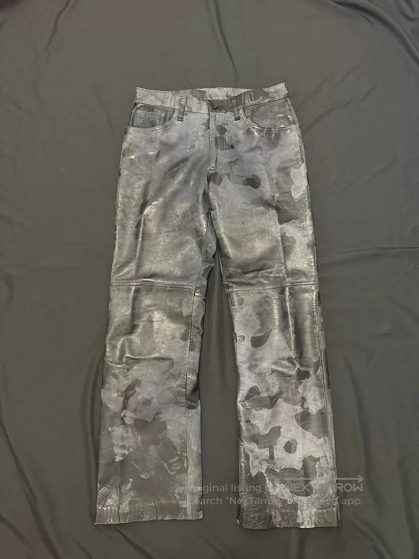 Vintage vintage 90s black camouflage leather pants. Size US 30 / EU 46 - 1 Thumbnail