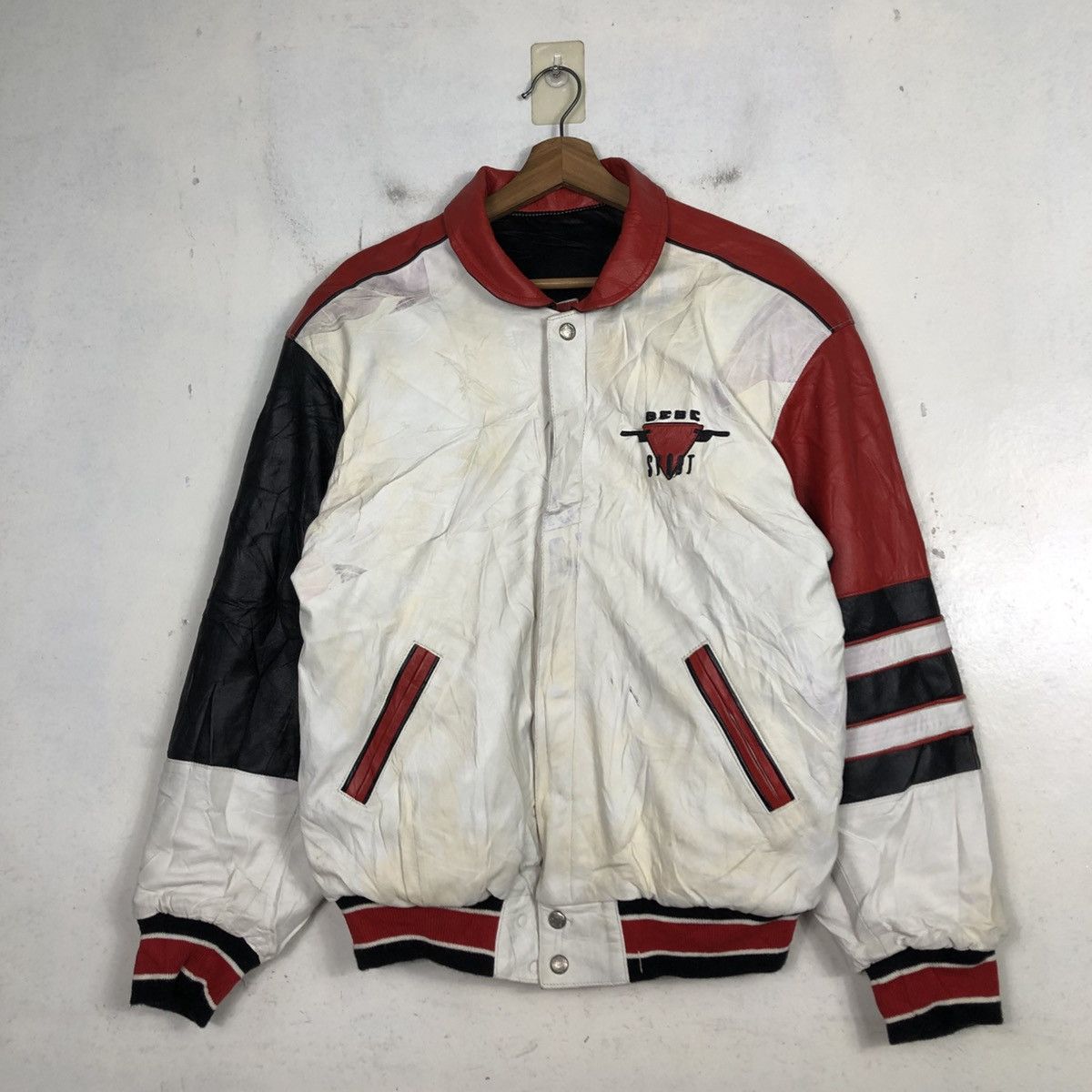 Jeff Hamilton 💥VINTAGE REVERSIBLE LEATHER BOMBER JACKET JEFF HAMILTON Size US L / EU 52-54 / 3 - 5 Thumbnail